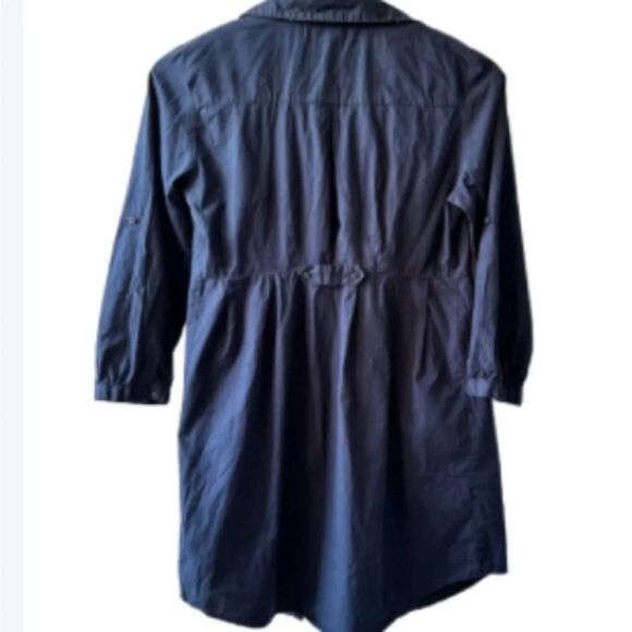 H&M blue shirt dress tunic size 2 front button lightweight long shirt v-neck - Picture 3 of 3